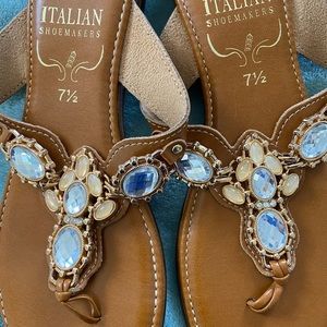 Jeweled embellished leather sandals